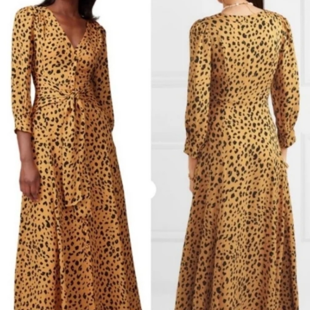 Nicholas Silk Leopard Print Button Down Tie Front… - image 3